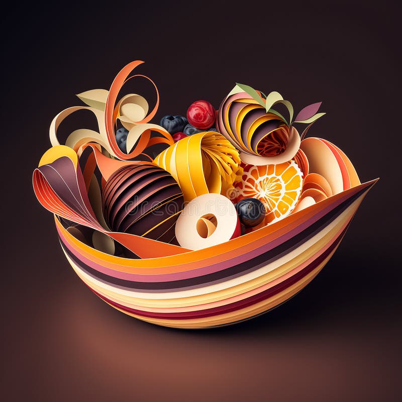 Paper Manipulation Quill in the Form of a Bowl of Fruit, Generative Ai