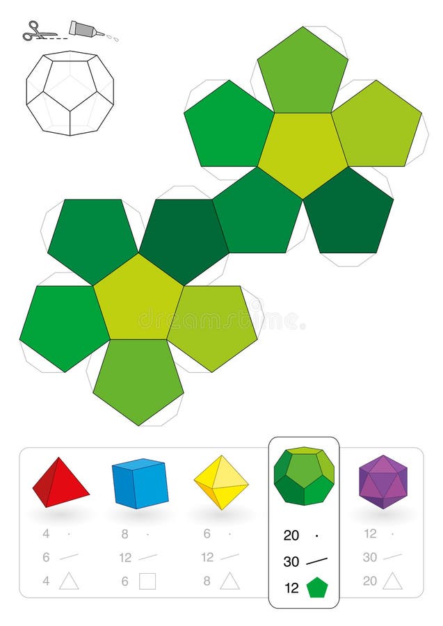 Platonic Solids Paper Model Template Stock Vector - Illustration of card,  construction: 43681301