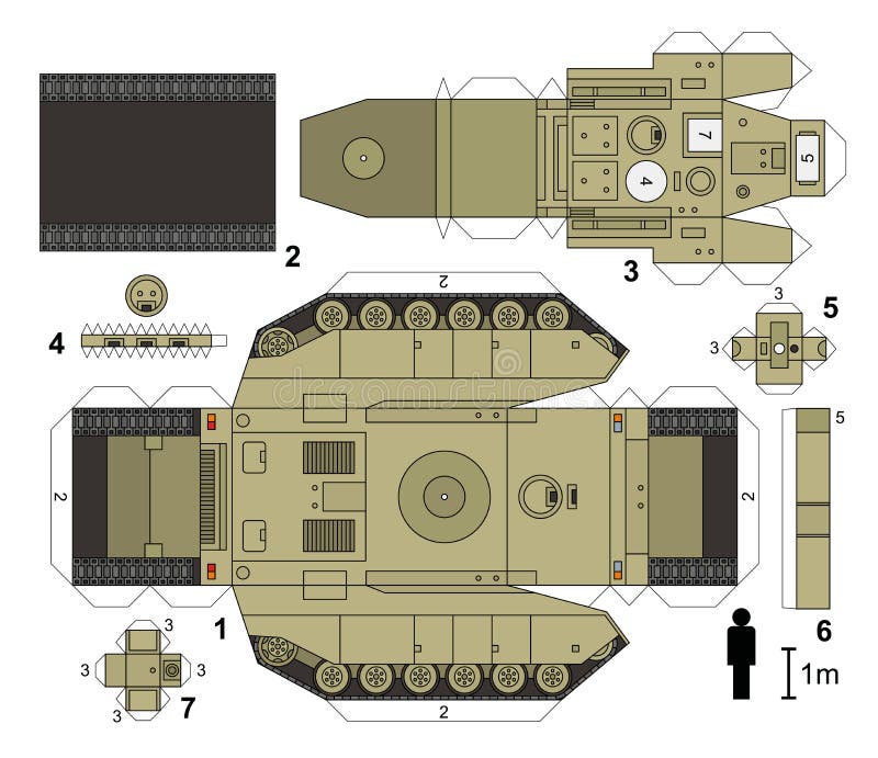 Paper Model Of A Tank Stock Vector Illustration Of Shear 64990420