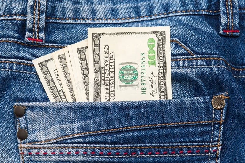 Paper Money in the Pocket of Jeans Stock Photo Image of body, shabby