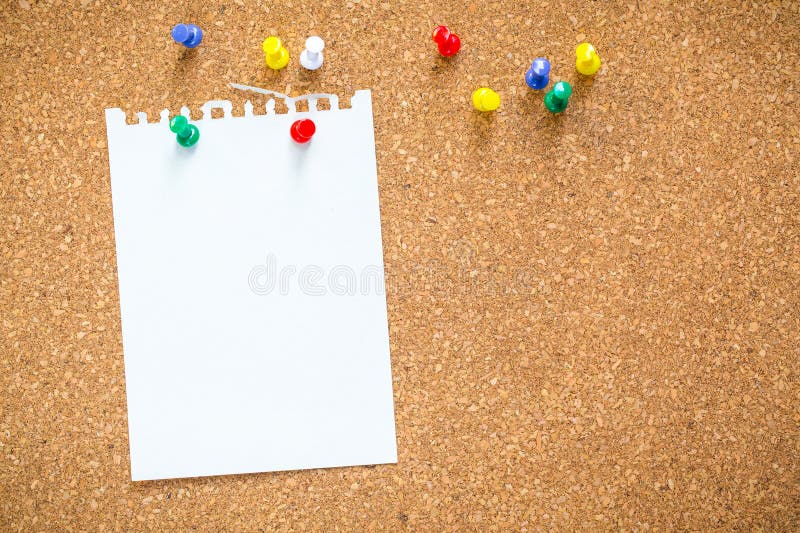 Paper Note on Cork Board. Cork Board with Blank Notes Stock Photo