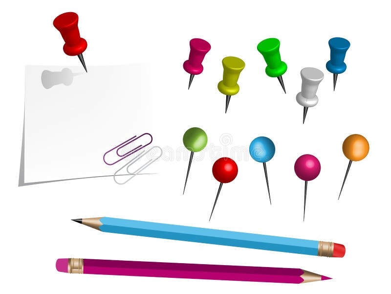 Digital Notepaper / Journal Clip Art - Colour Round Push Pin Clip Art