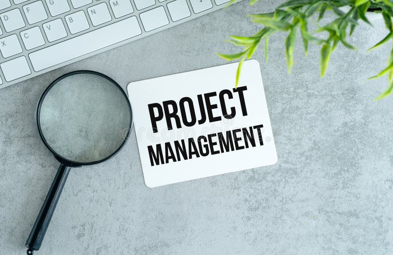 Paper Notebook with Toolls and Notes about Project Management. stock photo