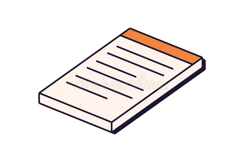 Paper notepad, notebook page. Diary, information icon in 90s isometric style. Memo sticky notes, notice, reminder vector illustration