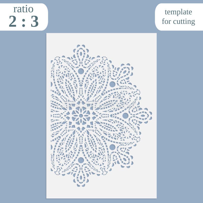 Paper openwork greeting card, template for cutting, lace invitation, lasercut metal panel, wood carving, laser cut plastic, vector