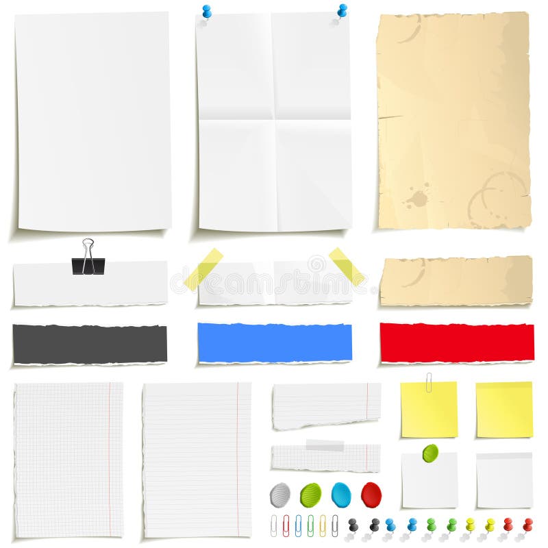 Paper and paperclip set vector illustration