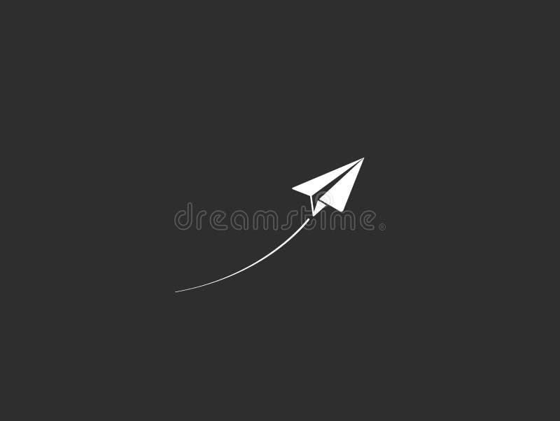 Paper Plane Black Background Icon Stock Vector Illustration of symbol