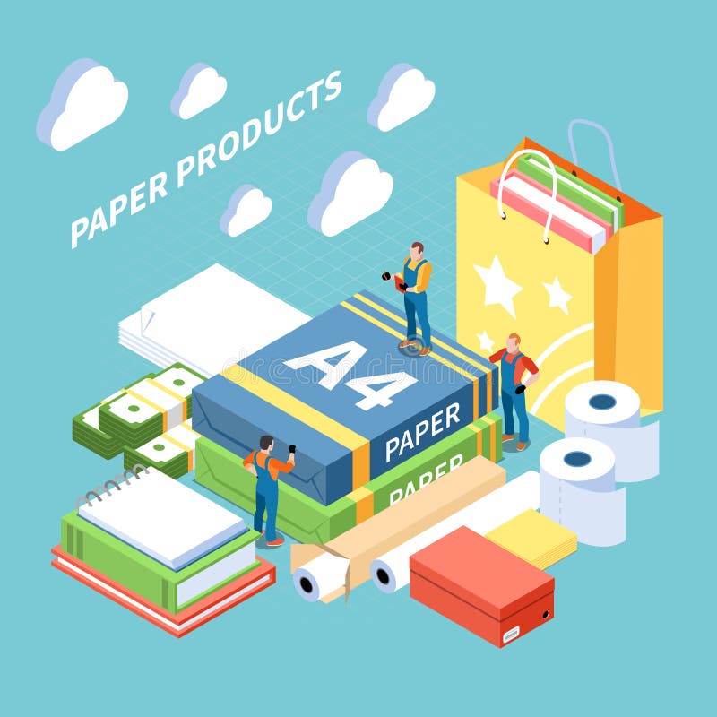 Paper Production Isometric Composition Stock Vector Illustration of