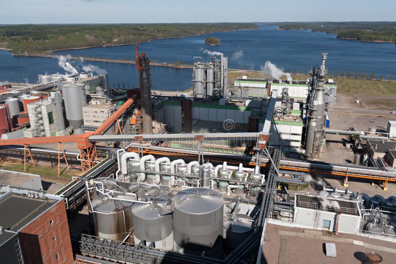 Paper Mill Inside Panoramic View Stock Photo Image of forest, pipes