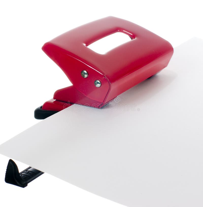 Paper Puncher, Binder on Isolated White Stock Image - Image of
