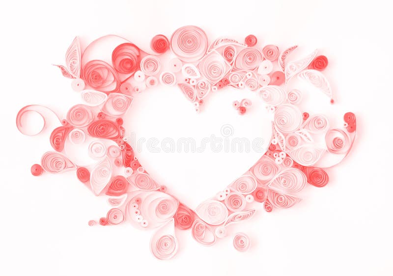 Paper quilling, decorative heart with copy space; valentines background royalty free stock image Paper quilling, decorative heart with copy space; valentines background royalty free stock image