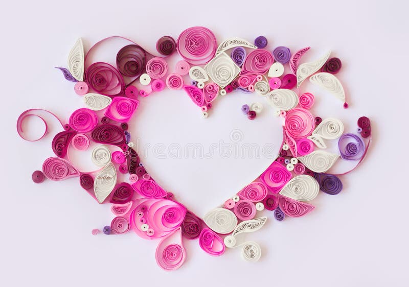 Paper quilling, decorative heart with copy space; valentines bac royalty free stock image Paper quilling, decorative heart with copy space; valentines bac royalty free stock image