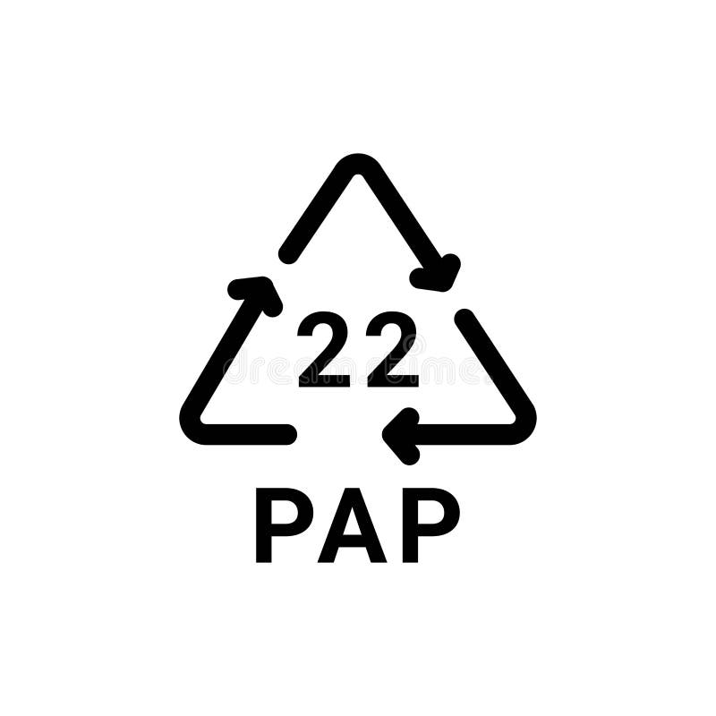 Paper Recycling Code PAP 22 Line Icon. Consumption Code Stock Vector