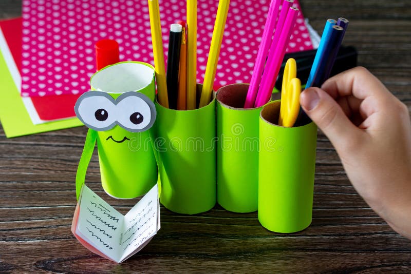 Paper Roll Pencil Holder the New School Year Stock Image - Image of game,  leisure: 191660327