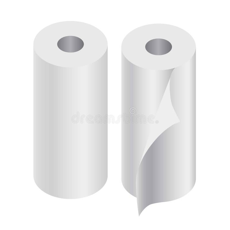 Paper rolls set of two isolated on white vector illustration Paper rolls set of two isolated on white vector illustration