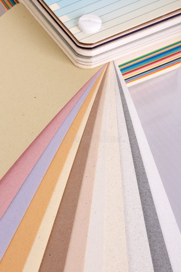 Swatches with different paper pastel colors in a fan shape royalty free stock photography