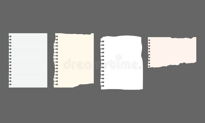 Paper Scrap Collection with Jagged Texture on Dark Gray Surface stock illustration