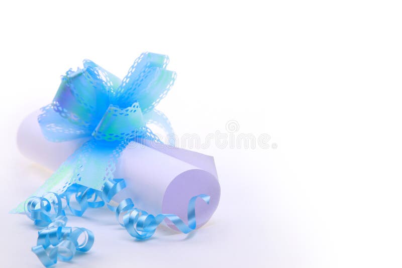 Paper scroll and blue bow