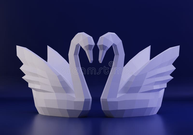 Paper Sculpture of a Polygonal Swans, Folded Paper Animal, Papercraft, Two  Swans Love Concept Stock Illustration - Illustration of polygon, poligon:  216635426