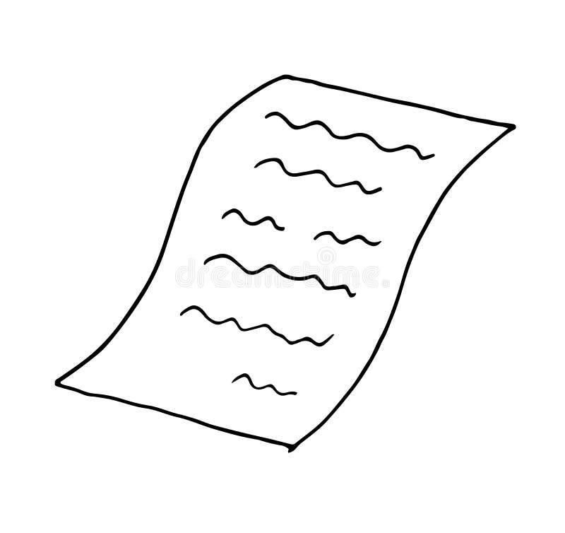 Paper with Sheet Bent Object Design. Doodle Hand Drawn Cartoon Vector  Illustration Stock Image - Image of doodle, note: 174526361