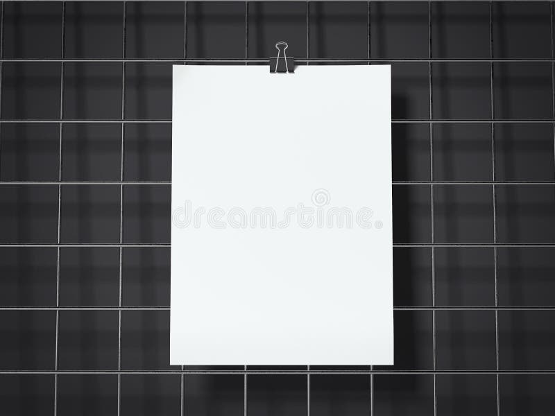 Paper Sheets Hanging on the Black Wire Board. 3d Rendering Stock Illustration Illustration of