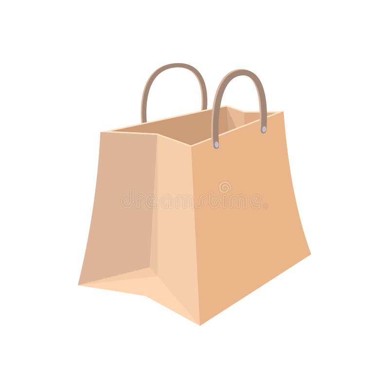 Paper Shopping Bag Cartoon Icon Stock Vector - Illustration of commerce