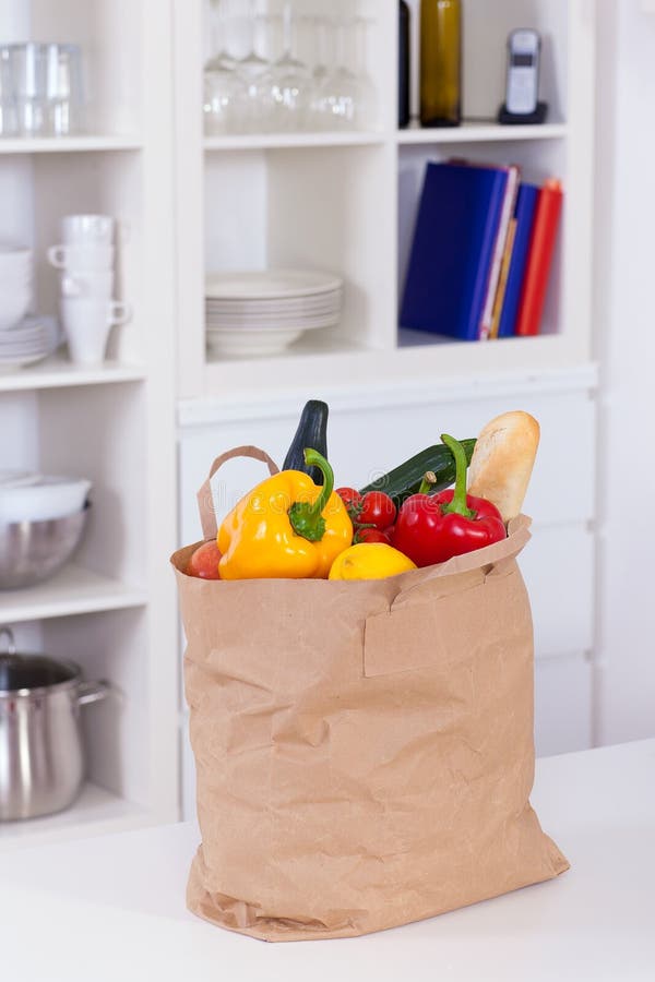 Paper Shopping Bag Full of Food Stock Image Image of food, cucumber