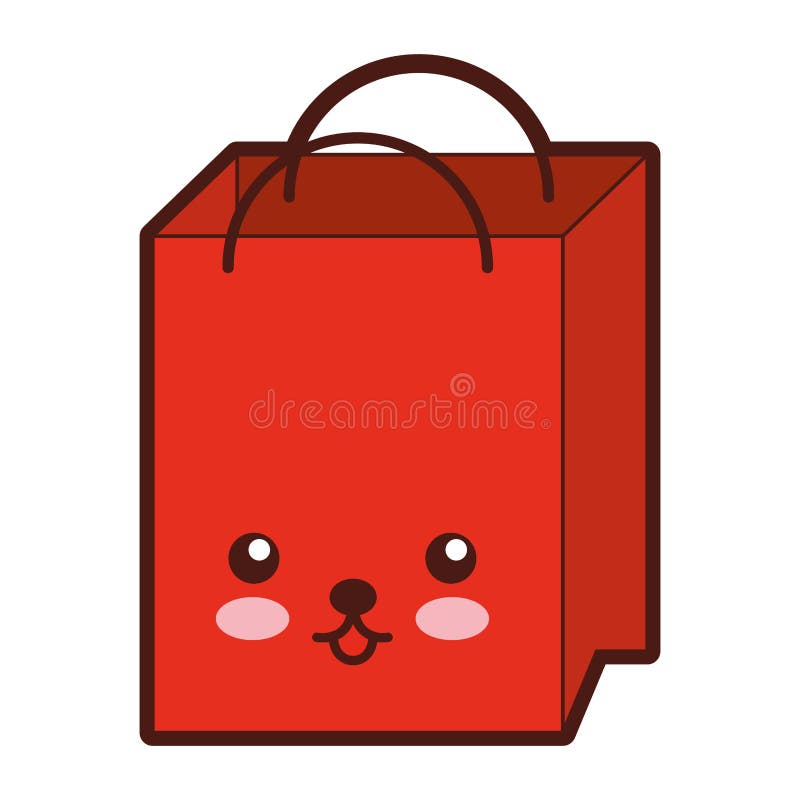 Paper Shopping Bag Kawaii Character Stock Vector Illustration of sale