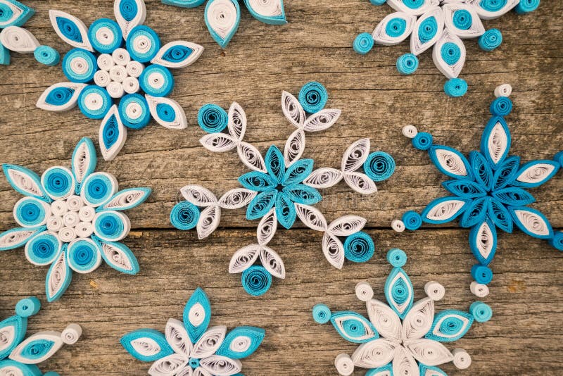 Paper Snowflakes Made with Quilling Technique Stock Photo Image of