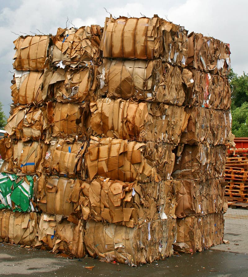 Zásobník papíru odpadů před drcení na recyklačním závodě v Německu.