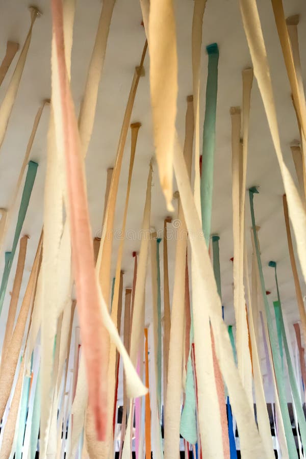 The Paper Strips Decorating on the Ceiling Stock Photo Image of color