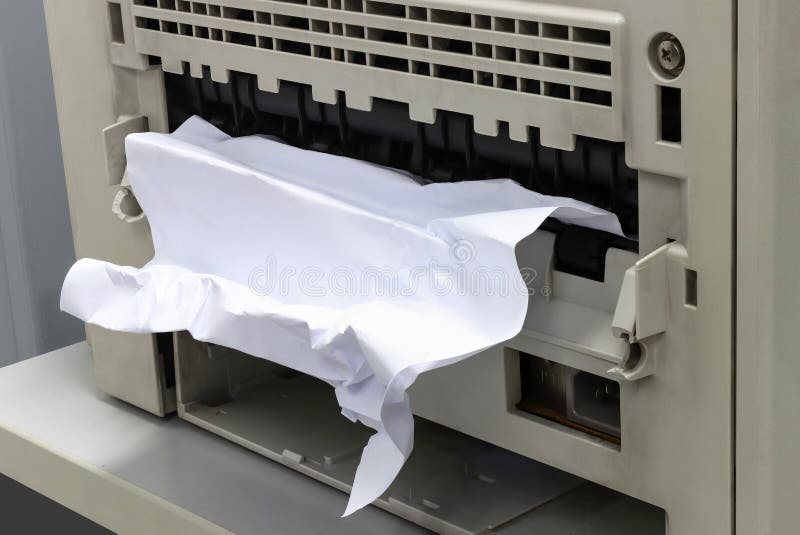 Paper A4 Stuck in Printer at Office, Concept Repair Stock Photo Image