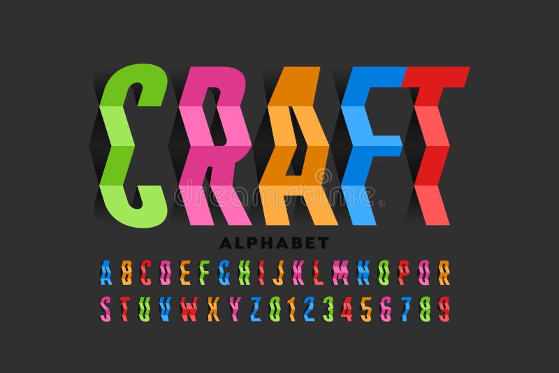 Paper style font design royalty free illustration