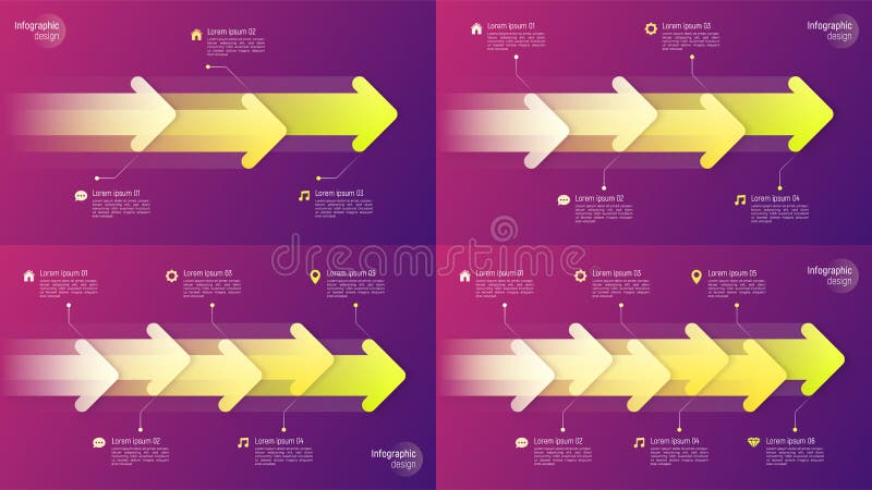 Paper Style Timeline Infographic Concepts With Dynamic Arrows On Stock