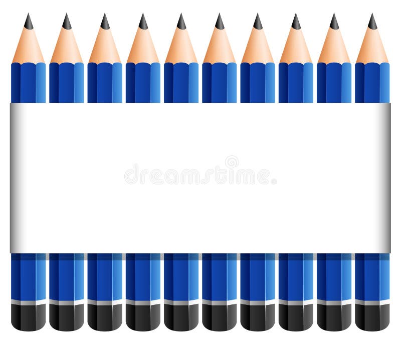 Paper template with sharp pencils in blue