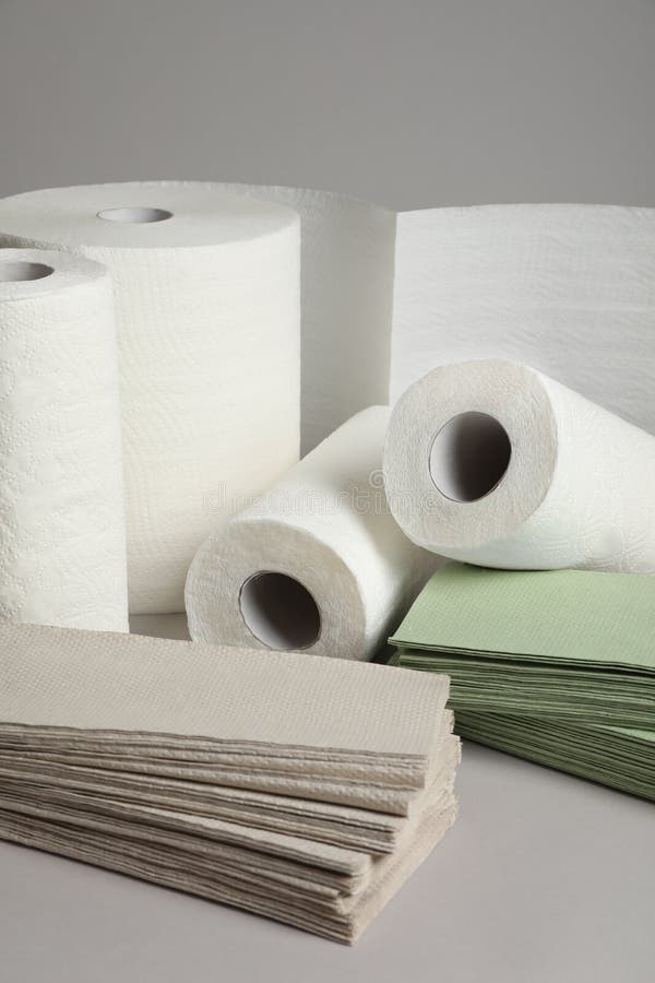 Paper Towels and Napkins on Grey Background Stock Photo Image of