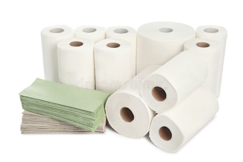 Paper Towels and Napkins on White Background Stock Image Image of