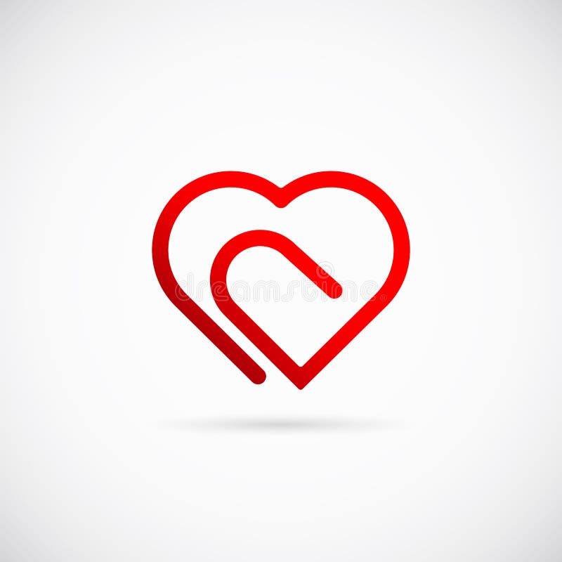 Paperclip Heart Concept Vector Symbol Icon or Logo stock illustration