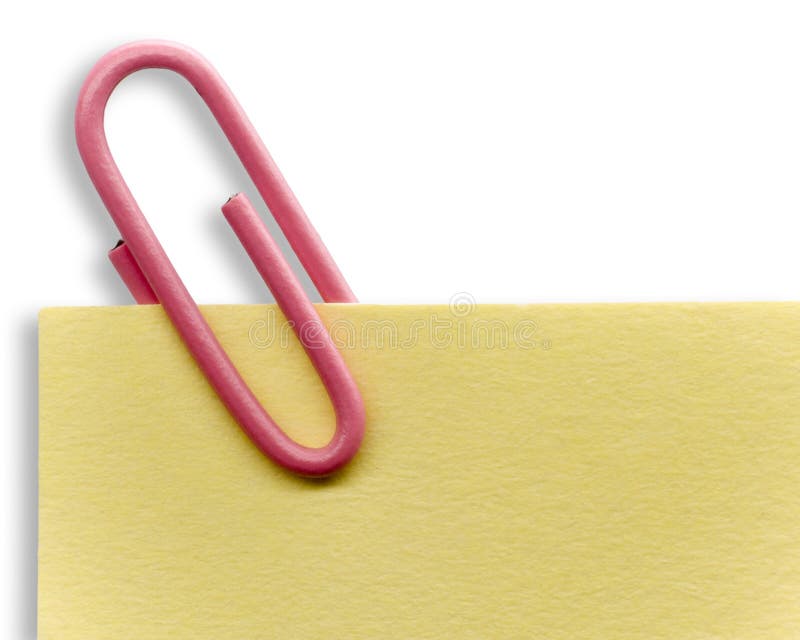 Paperclip on a note stock photo