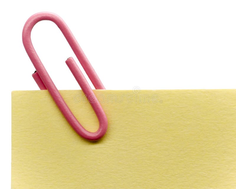 Paperclip on a note royalty free stock photo