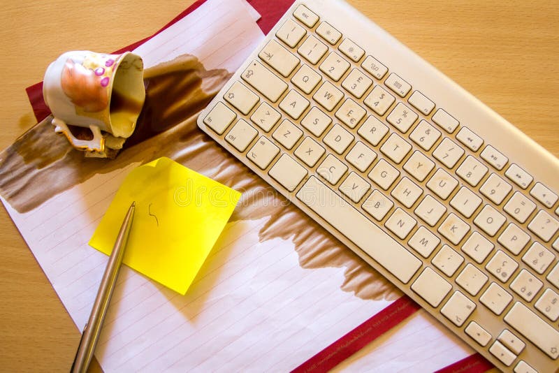 Papers on a Desk with Cup of Coffee Stock Image Image of business