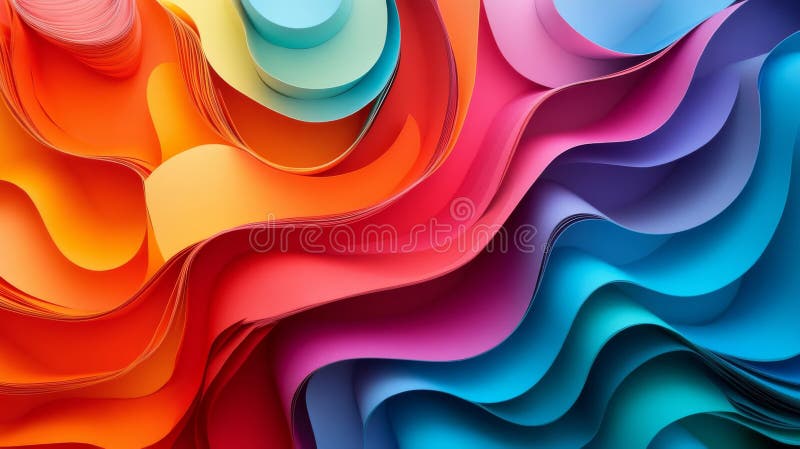 Papier arc-en-ciel abstrait ondes une symphonie colorée en couches illustration stock