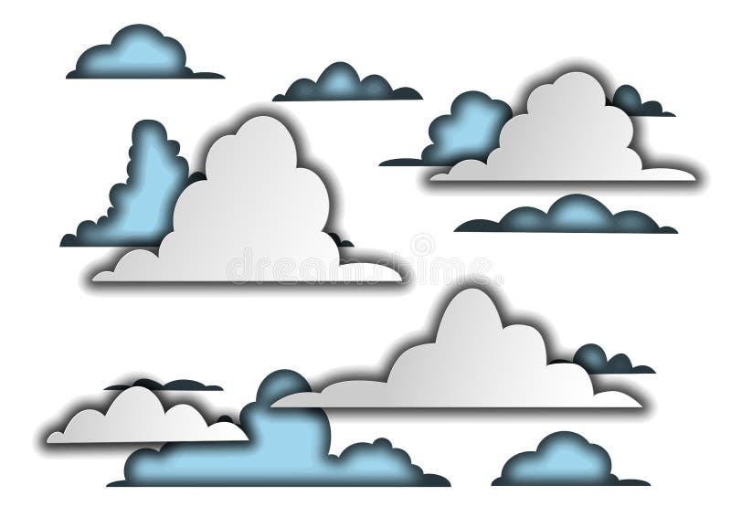papier 3d Nuages Ciel stylisé Dessin du ` s d'enfants illustration libre de droits papier 3d Nuages Ciel stylisé Dessin du ` s d'enfants illustration libre de droits