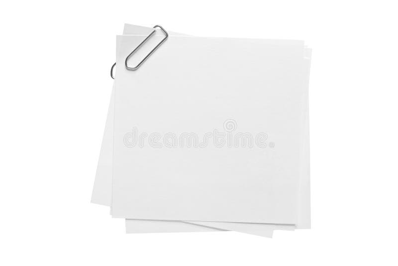 Papier de note et trombone blanc images libres de droits Papier de note et trombone blanc images libres de droits