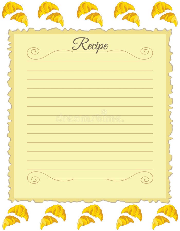 Papier dla przepis?w Forma dla przepisów Nutowy papier z croissant ornamentem Rocznik ilustracja wektor Papier dla przepis?w Forma dla przepisów Nutowy papier z croissant ornamentem Rocznik ilustracja wektor
