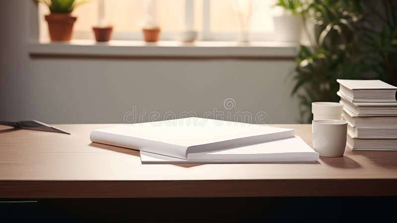 Papier do pisania, makaron na biurku ilustracji