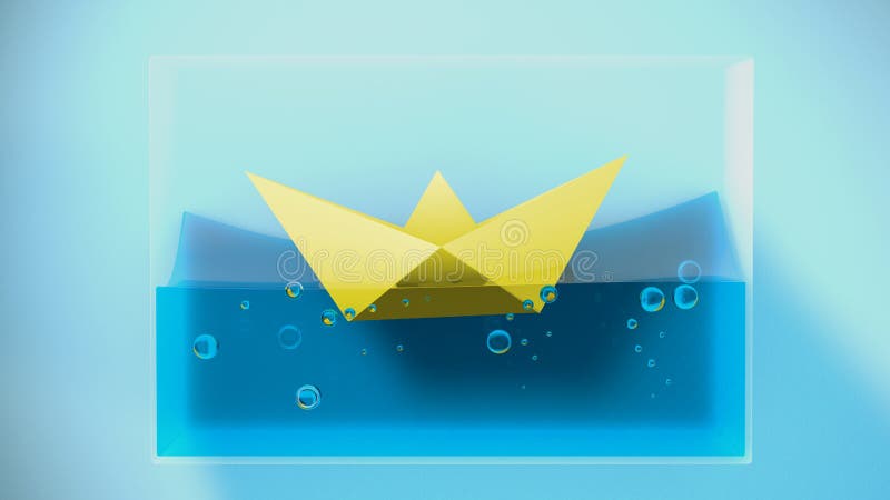 Papier gefaltetes Bootssegeln Wiedergabe 3d stock abbildung
