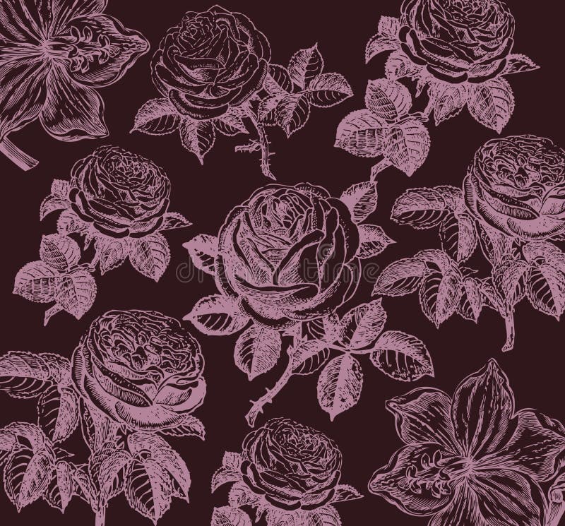 Papier peint classique avec une configuration de fleur. illustration de vecteur Papier peint classique avec une configuration de fleur. illustration de vecteur