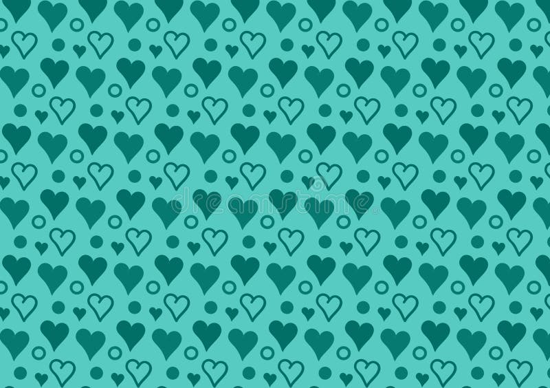 Papier peint de modèle de coeurs et de cercles de turquoise illustration de vecteur Papier peint de modèle de coeurs et de cercles de turquoise illustration de vecteur