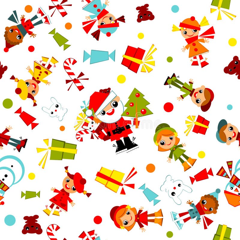 Papier peint de Noël de gosses. illustration de vecteur Papier peint de Noël de gosses. illustration de vecteur